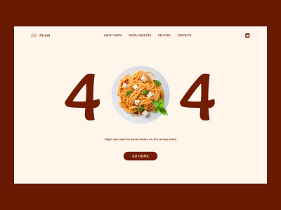 Pasta shop | 404 page graphic design ui web design