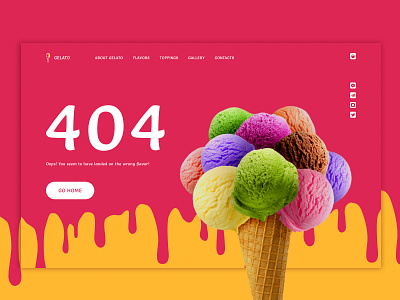 Italian Gelato Shop | 404 page graphic design ui web design