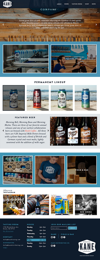 Kane Brewery Site Design beer beverage design graphic web web desgin