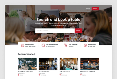 Restaurant Table Reservation Website - Homepage book booking design figma hero product restaurant search table ui ux web website