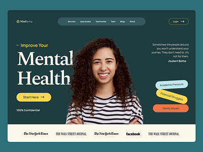 Mental Health Website Design figma herosection landingpage productdesign prototype ui uidesign uiux website