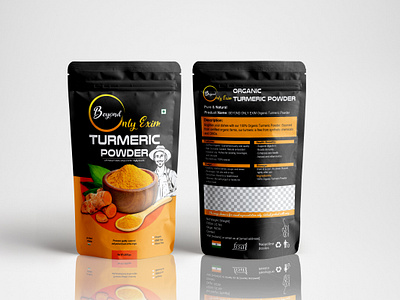 Turmeric powder pouch packaging design design gdkawsarahmed label spice turmeric