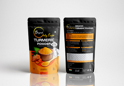 Turmeric powder pouch packaging design design gdkawsarahmed label spice turmeric