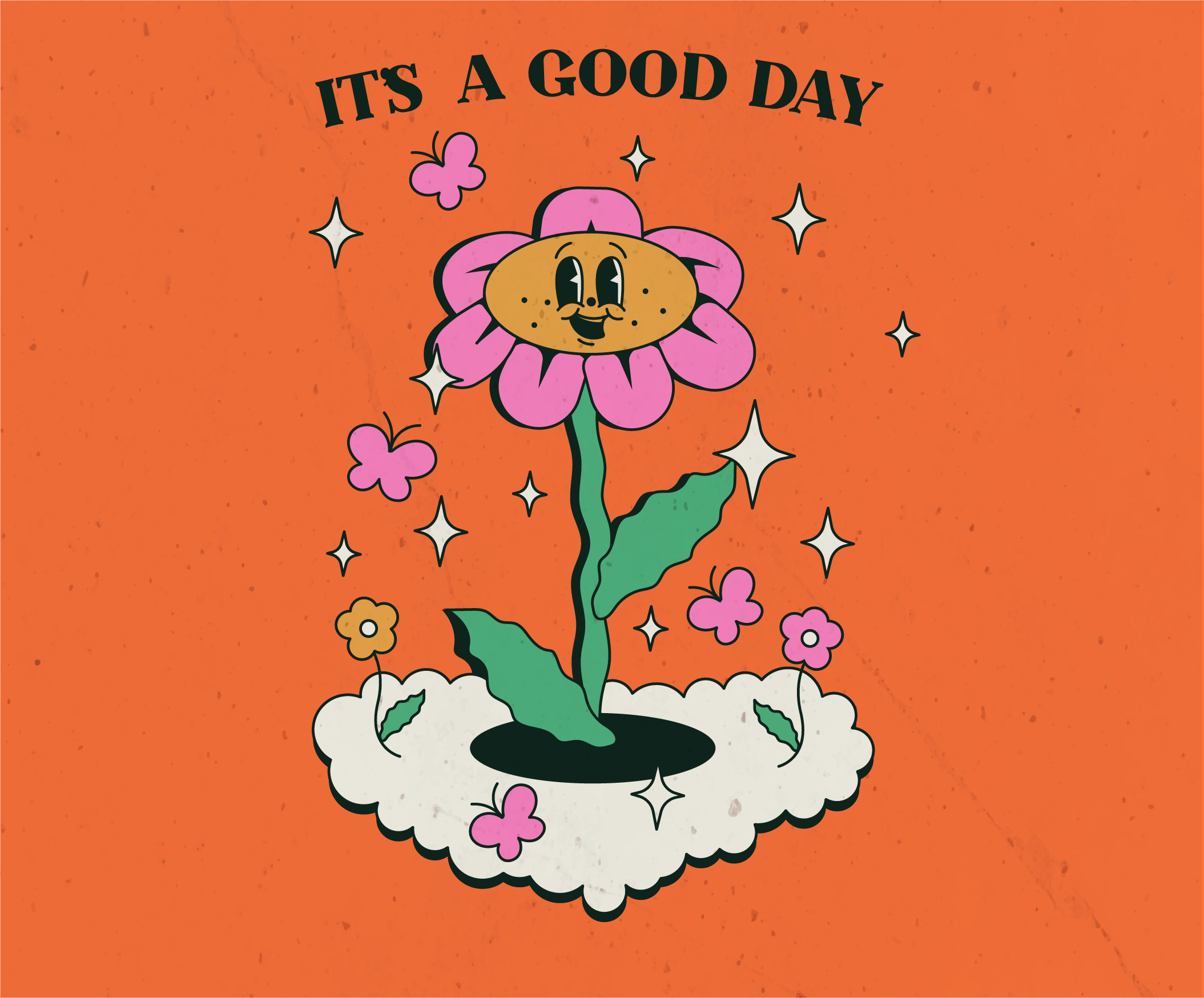 Retro postcard app branding card design flat flower funny character graphic design illustration logo retro retro cartoon typography ui ux vector