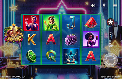 Hollywood Dreamers - slot game design 2d app artwork betting branding casino design gambling game design gaming graphic design illustration logo motion graphics slot game slots typography ui ux vector