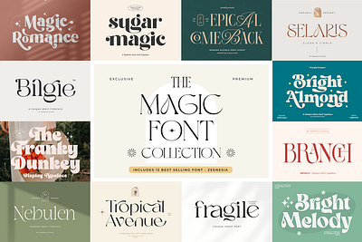 The Magic Font Bundle advertising book font branding font branding identity classy font design display font elegant font fashion font font bundle logo luxury font magazine packaging sans serif serif social media unique font web font