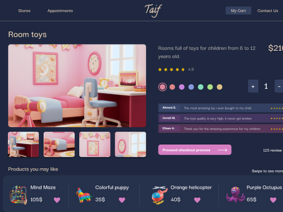 Taif Project - product view 3d checkout child children design ecommerce toys toysd ui ux