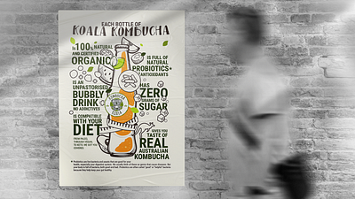 Kombucha Drink Infographic Poster advertising design flyer freelancer graphic design illustration infographic kombucha orban poster typography