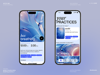 Breathing Practices Application app design application breathing design graphic design health interface mindfulness mobile mobile design ui user experience ux ux design