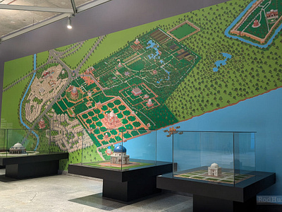 Humayun World Heritage Site Museum Illustrated Map Mural architecture cartography exhibition design graphic design illustrated map illustrated maps illustration illustrator isometric map map artist map design map designer map illustration maps museum