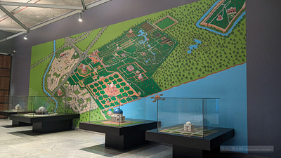 Humayun World Heritage Site Museum Illustrated Map Mural architecture cartography exhibition design graphic design illustrated map illustrated maps illustration illustrator isometric map map artist map design map designer map illustration maps museum