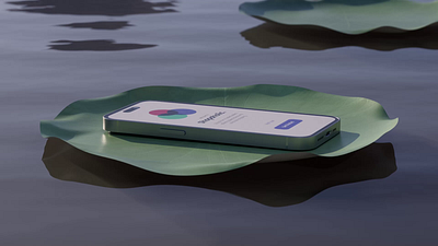 Phone on a lotus leaf animation 3d app cinema4d design display illustration iphone mockup motiongraphic phone redshift render screen ui web