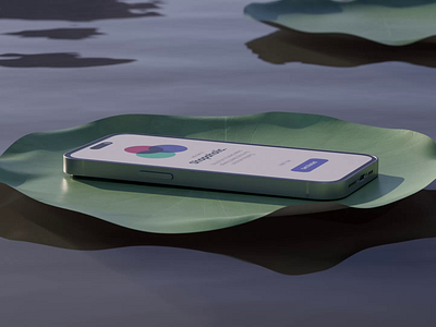 Phone on a lotus leaf animation 3d app cinema4d design display illustration iphone mockup motiongraphic phone redshift render screen ui web