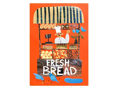 Bakery: collage analog baker bakery bread character characterdesign collage croissant food food illustration illustration illustrator paper cut