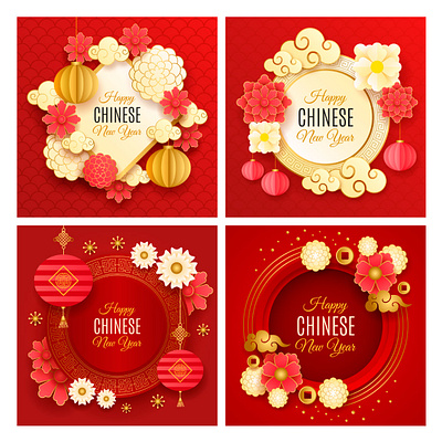 Chinese New Year illustration with paper style 2d chinese chinese new year design graphic design illustration paper style vector