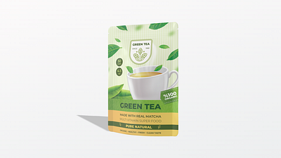 Green Tea Pouch Mylar Bag Template for Packaging bag beverage box branding business candy coffee diecut dieline food graphic design nuts pack packaging products tea