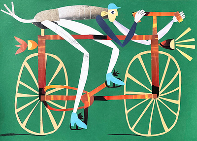 On the bike: collage bicycle bike character characterdesign collage expressive illustration illustrator movement paper cut