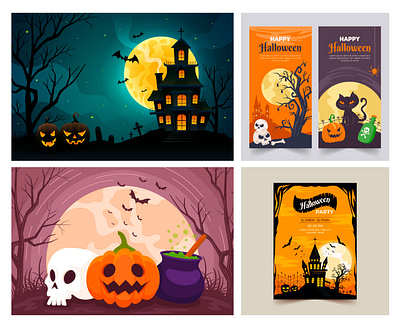 Halloween illustration and template design 2d background design graphic design halloween handrawing illustration template vector