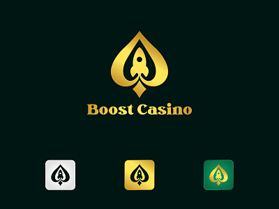 Casino Logo - Slot - Boost Casino boost casino branding cards casino crown finance gamble gambling game gaming identity modern rocket royal slot slots symbol