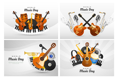 Worl music day illustration 2d design graphic design illustration music music equipment realistic style vector