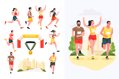 Illustration of an athlete running 2d design graphic design illustration people running peopole run running vector