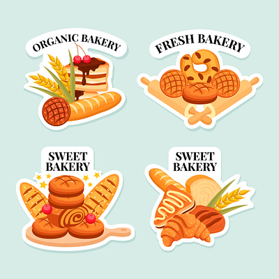 Bakery sticker design bakery design flat desin graphic design illustration sticker vector