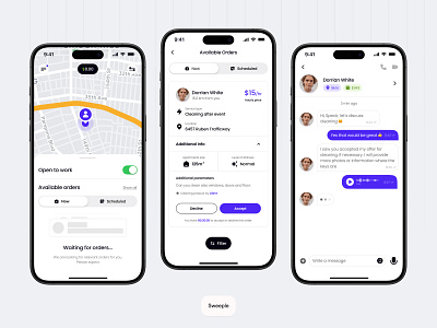 Sweeple · Cleaning App · iOS app branding cleaning app design ios ios app minimal mobile app mobile app design mobile ui saas startup ui ui app ui ux ux ux app