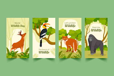 Wildlife IG stories design animals graphic design ig stories template vector wildlife