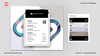 Day #017 - Purchase Receipt | 100 Days UI Challenge branding daily 100 dailyui dailyuichallenge design graphic design purchase receipt squarespace ui visual design visual identity