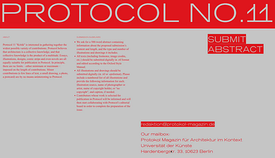 Protocol 11 magazine site red typography website