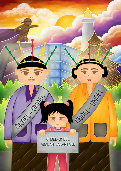 Ondel-ondel is A Typical Betawi Culture art childrensbookillustration childrensillustration design illustration