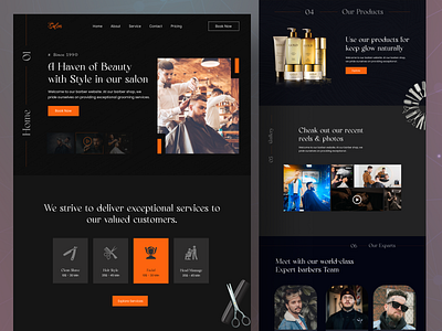 Barber Salon Website Design clean concept landing page portal product sales salon shop ui ux web webdesign website