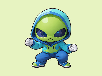 Alien Mascot with Hoodie Illustration 3d alien branding cartoon cute design hoodie illustration jacket pastel rendering shoe sport