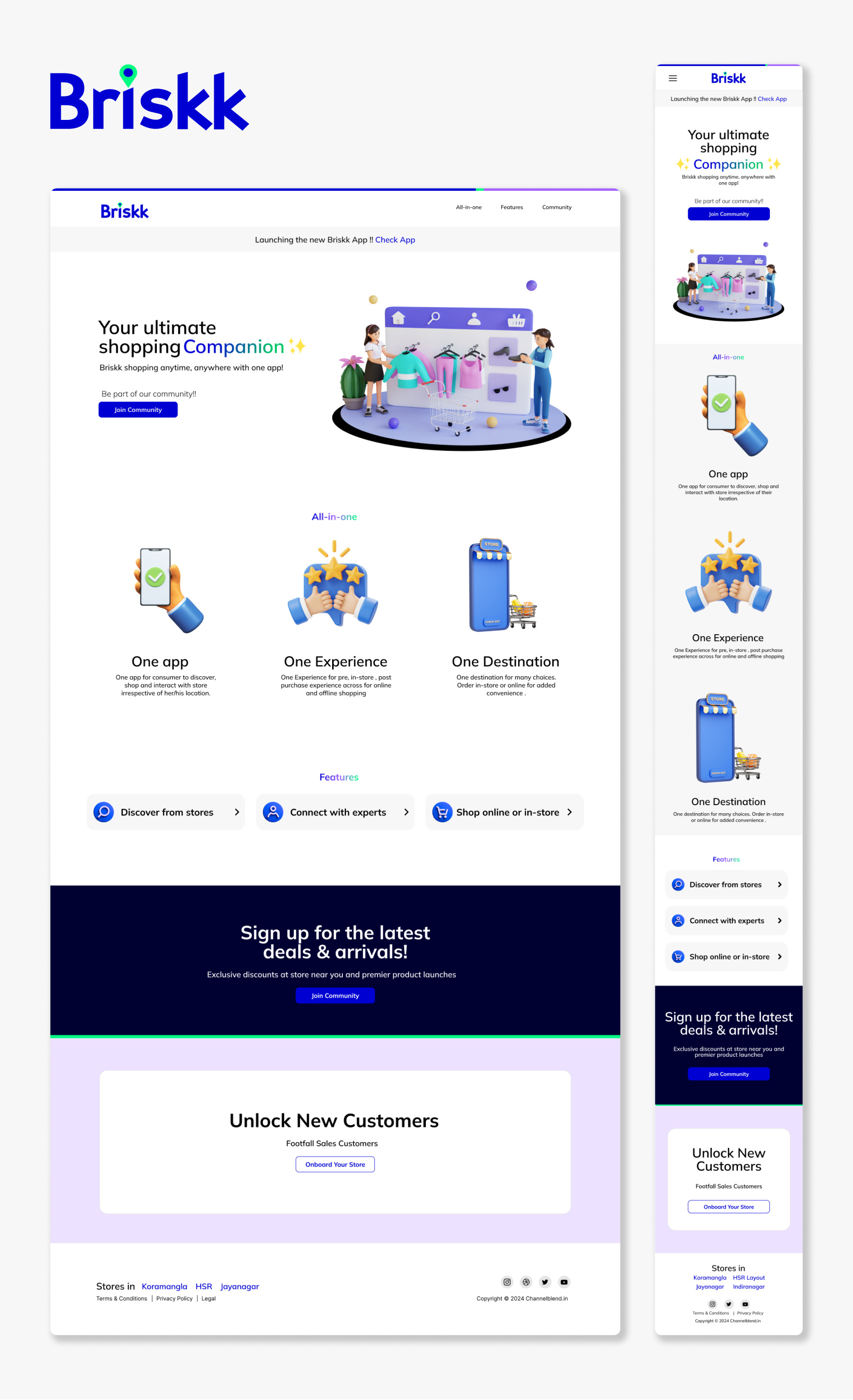 Briskk - Website design behance blue bright cleandesign dribble experience homepage landing marketing mobileui shopping signup uidesign web webpage website