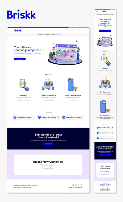 Briskk - Website design behance blue bright cleandesign dribble experience homepage landing marketing mobileui shopping signup uidesign web webpage website