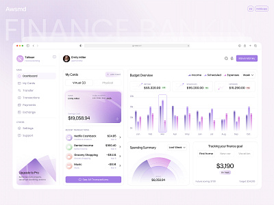 Talkeer - Finance Bank Dashboard awsmd bank bank bashboard bank services credit dashboard digital bank financial dashboard fintech fintech platform fintech startup investment investment app modern banking online banking purchase revolut spending trading dashboard transaction