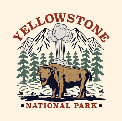 Yellowstone National Park apparel design bision with yellowstone clothing design design graphic design illustration national park national park design national park logo outdoors tshirt vintage design wilderness yellowstone