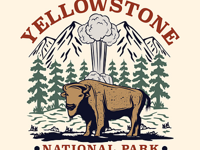 Yellowstone National Park apparel design bision with yellowstone clothing design design graphic design illustration national park national park design national park logo outdoors tshirt vintage design wilderness yellowstone