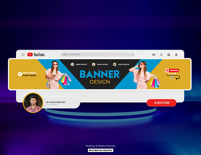 Youtube, Banner, channel art, youtube channe animation branding graphic design logo motion graphics ui youtube channe