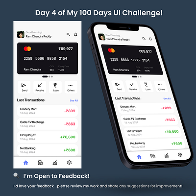 Day 4/100 - Finance Management App Home Screen ui
