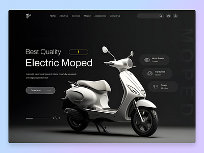 Modern Electric Moped Website Design 3d animation branding design electricbike illustration lan landingpage logo moped template ui uiux userinterface website wix