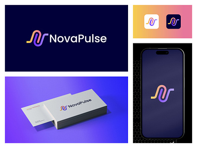 "NovaPulse" Tech Company Logo Design gradient logo letter n pulse logo letter n logo n pulse nova logo nova pulse pulse line logo pulse logo tech company tech logo technology logo