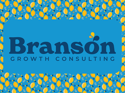 Brand Identity Design for Branson Growth Consulting bold brand identity branding branding design bright colorful consulting curvy graphic design growth juicy lemons lettering logo logo design logo suite pattern personal branding splash type design