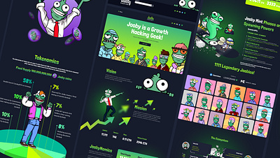 Jooby NFTs cartoon character crypto design landing landing page nft ui ux web design web3 website