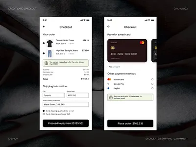 E-Shop Credit Card Checkout animation card checkout concept creditcardcheckout dailyui design figma mobile ui ux