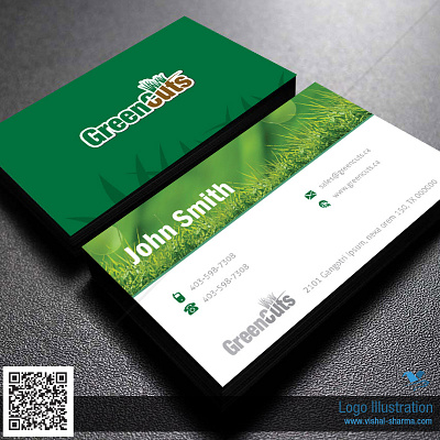 Green Cuts Business Card Mockup branding