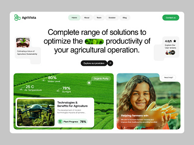 Agrivista-Agriculture Technology Website agristartup agrotech ai agriculture drone farming fresh landing page mechine learning technology ui ux vegetable web web design