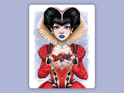 Queen of Hearts character design digital art fanart illustration portfolio procreate