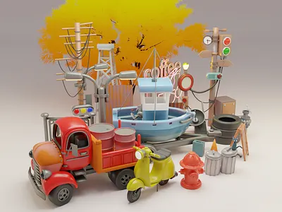 by the sea assets 3d 3dcharacter 3dmodel animation blender branding design illustration logo ui