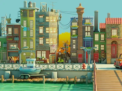 by the sea 3d 3dcharacter 3dmodel animation blender branding design illustration logo ui